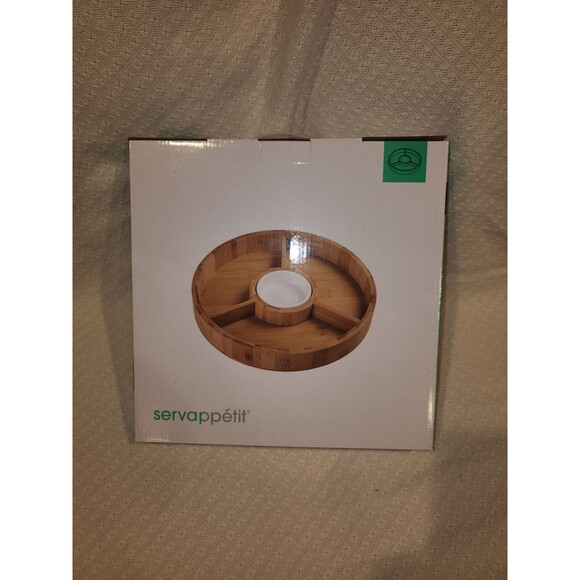 Servappetit Bamboo Vegetable Tray Platter Chip Dip - Picture 4 of 9